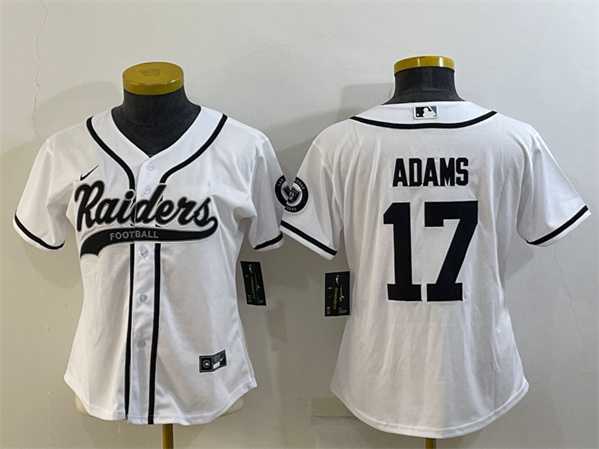 Women%27s Las Vegas Raiders #17 Davante Adams White With Patch Cool Base Stitched Baseball Jersey